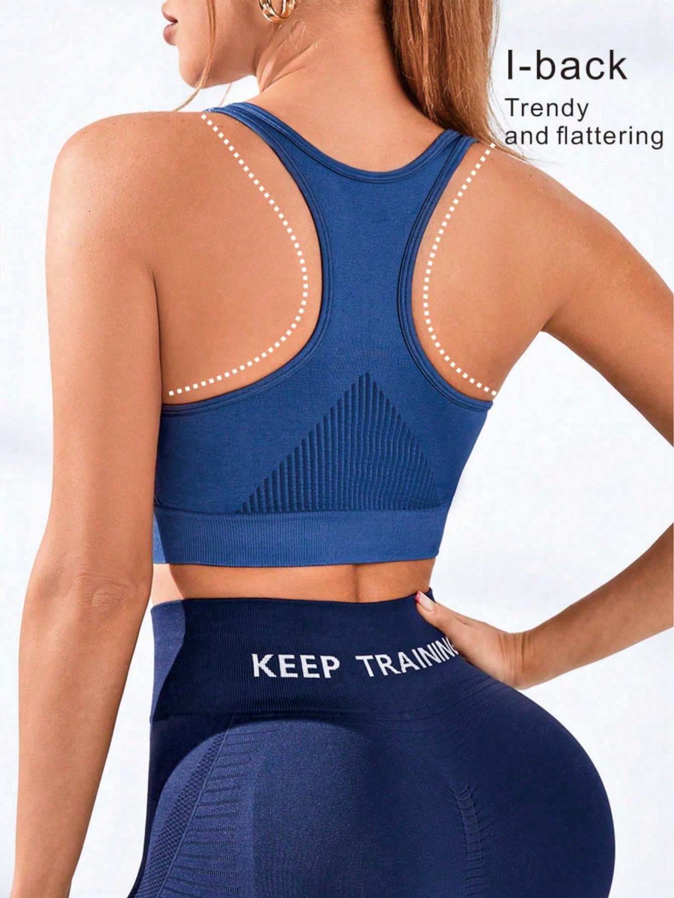 Seamless Ribbed Workout Tank Top - Women's Racerback Sports Bra Seamless Ribbed