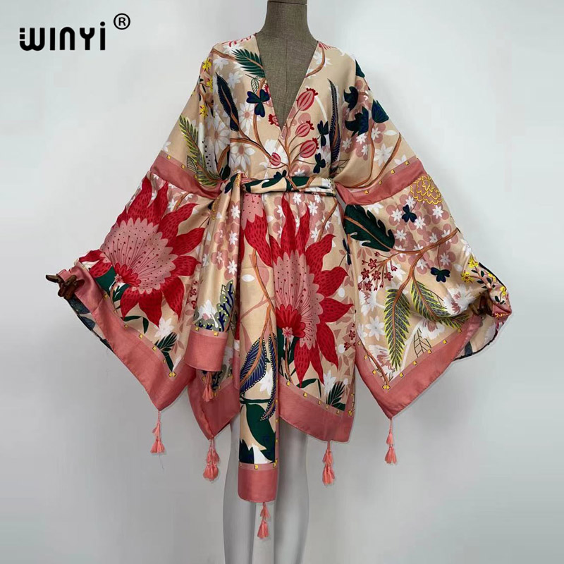 Boho Summer Beach Maxi Dress - WINYI Autumn Dresses for Women Cardigan