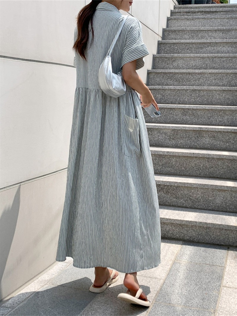 Retro Korean Style Loose Fit S - Korean Style A Line Shirt Dress review and price