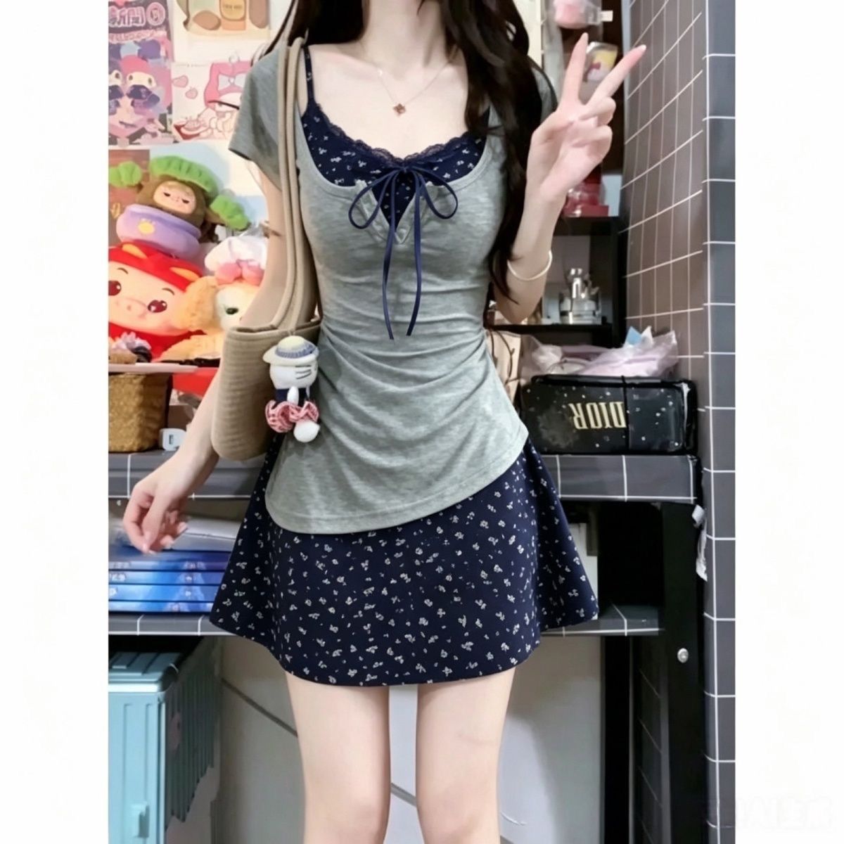 Women's French Graceful Slim L - Korean Style A Line Shirt Dress review and price