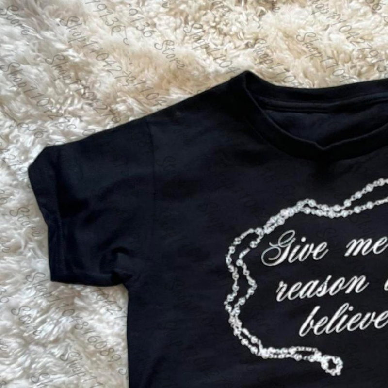 2000s Woman Clothing Y2K Cloth - Y2K Graphic Baby Tee Crop review and price