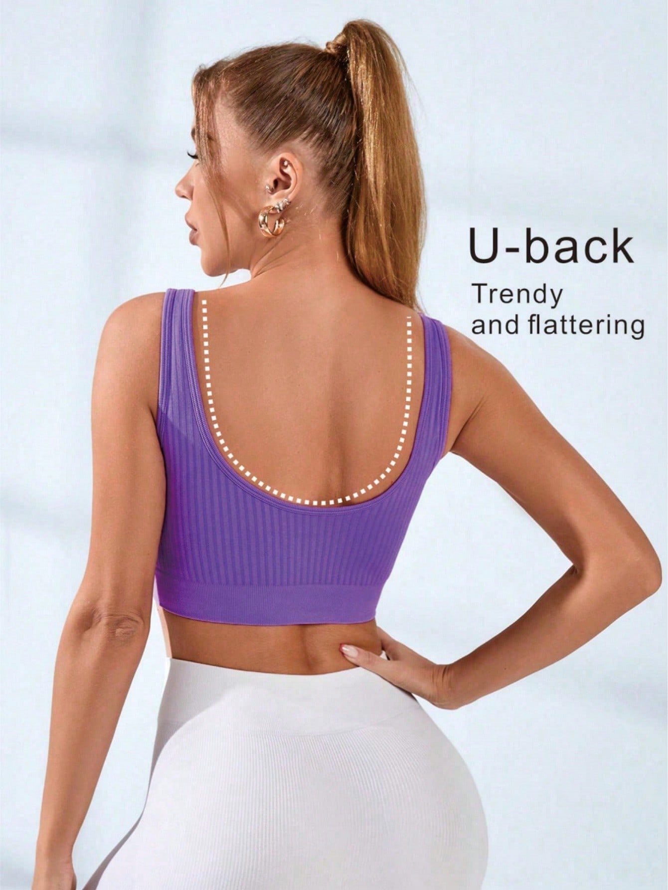 Women's Ribbed U-Neck Sports B - Seamless Ribbed Workout Tank Top review and price