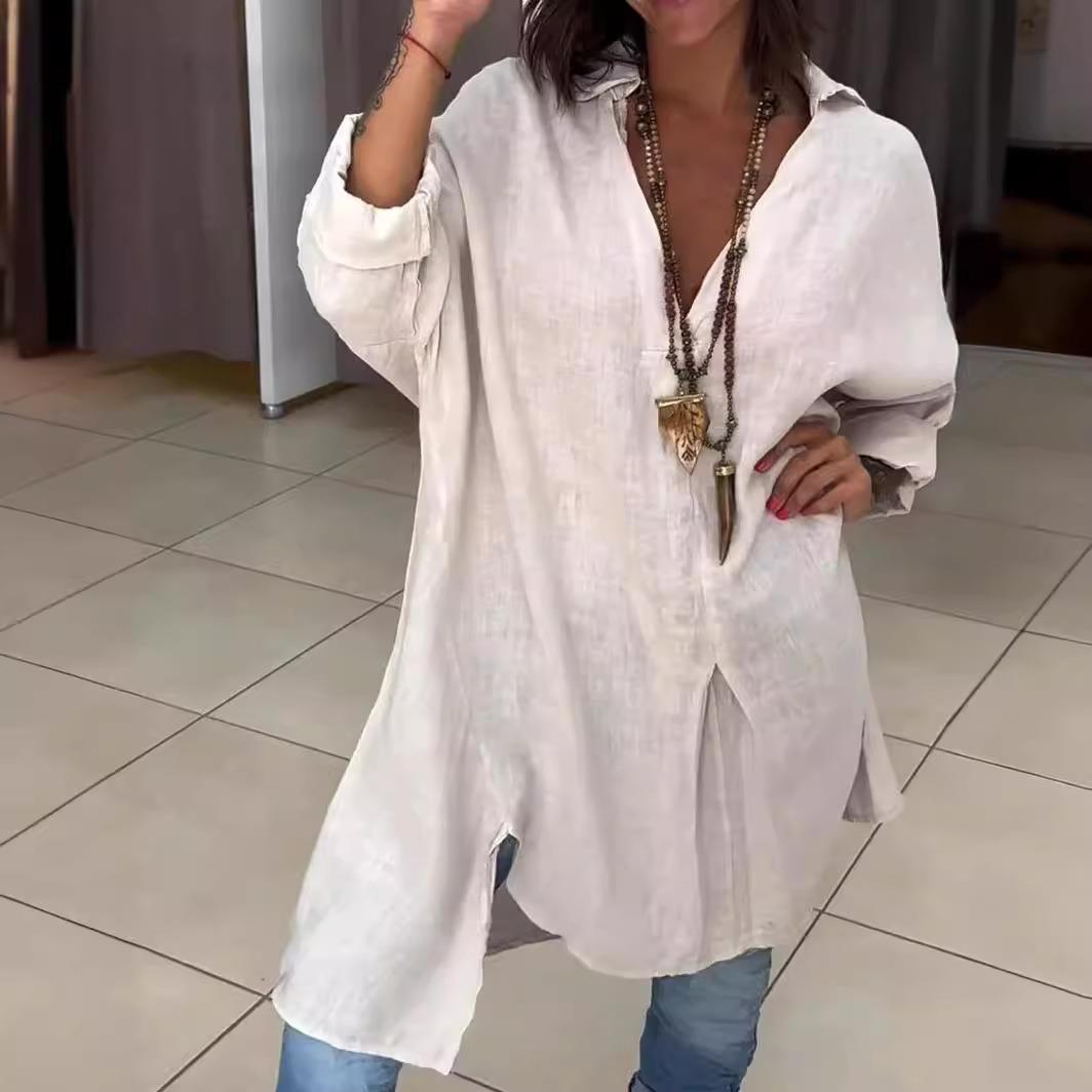 New 2024 Women's Casual Cotton - Casual Loose Linen Shirt Dress review and price