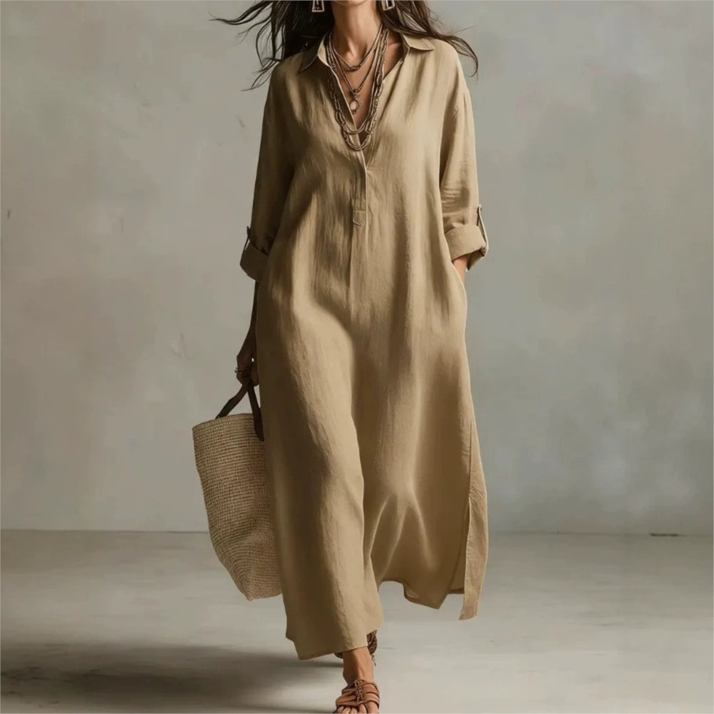 Women Vintage Linen Shirt Dres - Casual Loose Linen Shirt Dress review and price