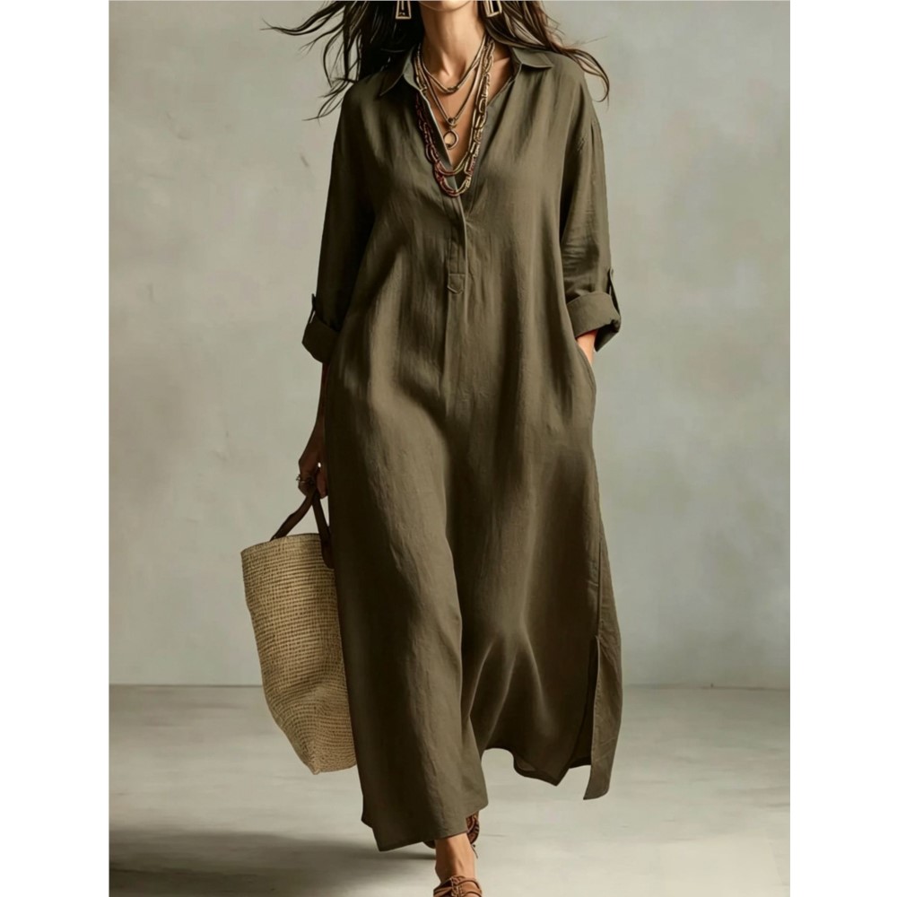 Women Vintage Linen Shirt Dres - Casual Loose Linen Shirt Dress review and price