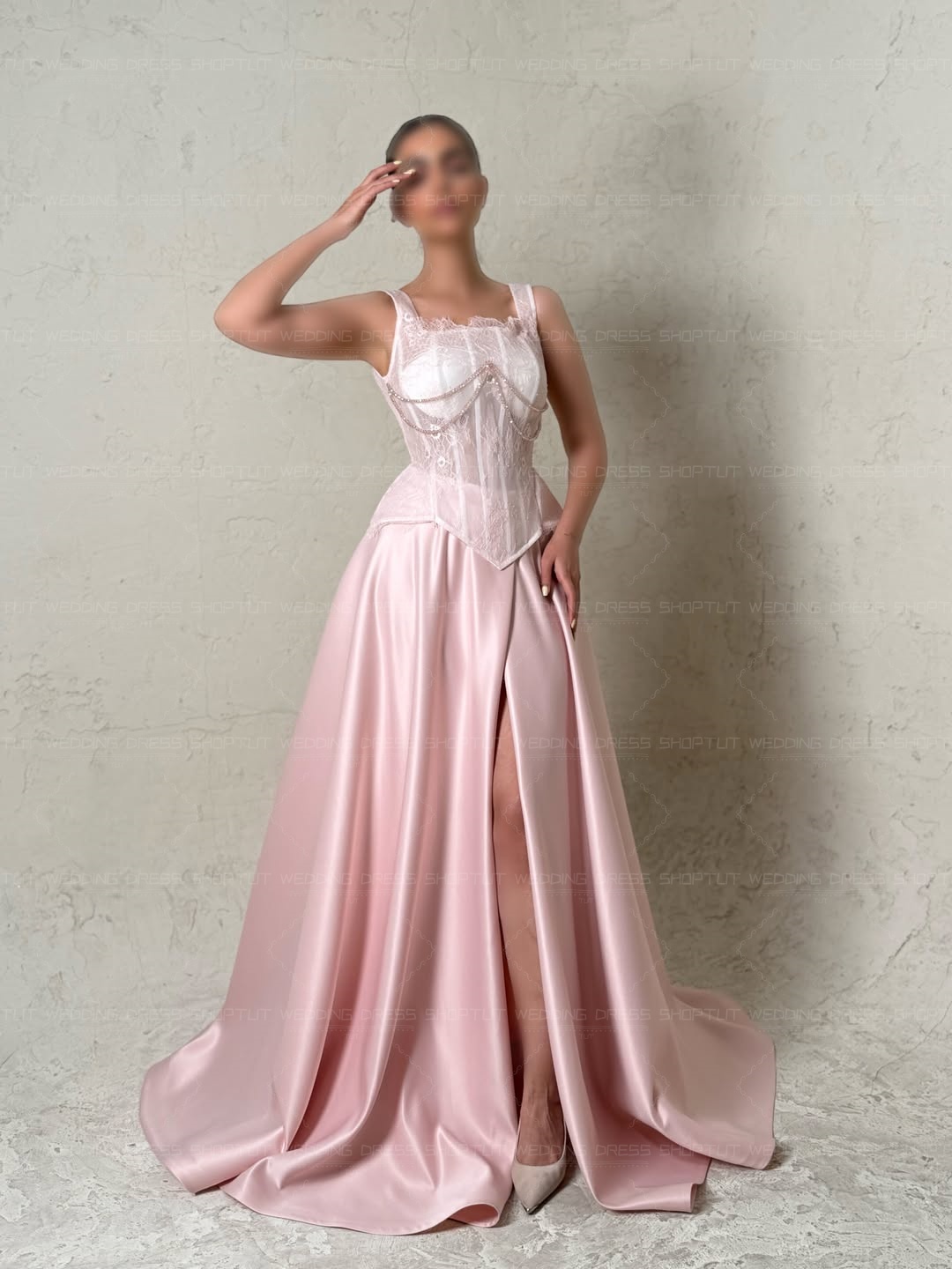 TLIT Elegant Baby Pink Silk Sa - Elegant Satin Evening Gown Split review and price