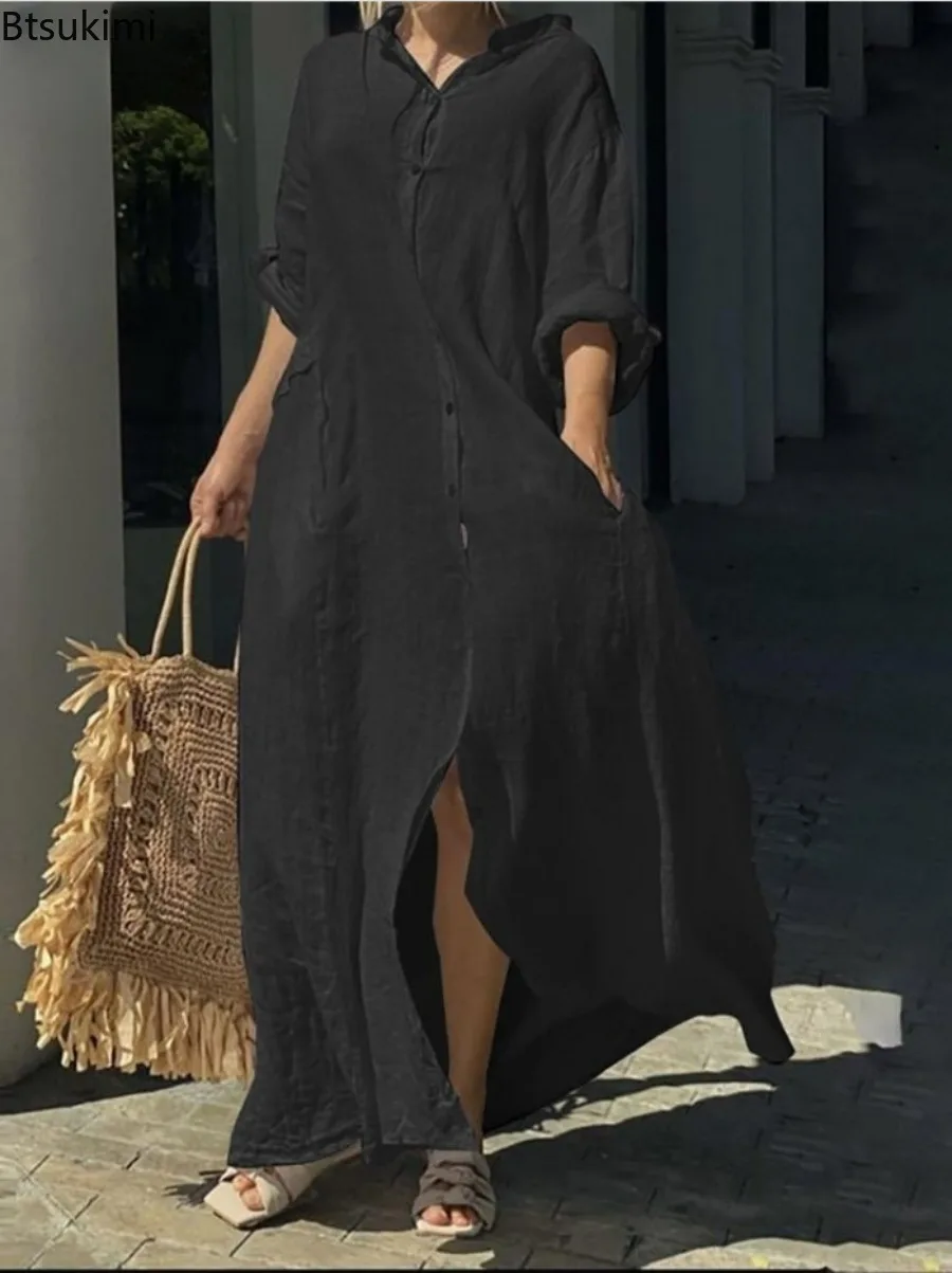 2026 Women's Casual Cotton Lin - Casual Loose Linen Shirt Dress review and price