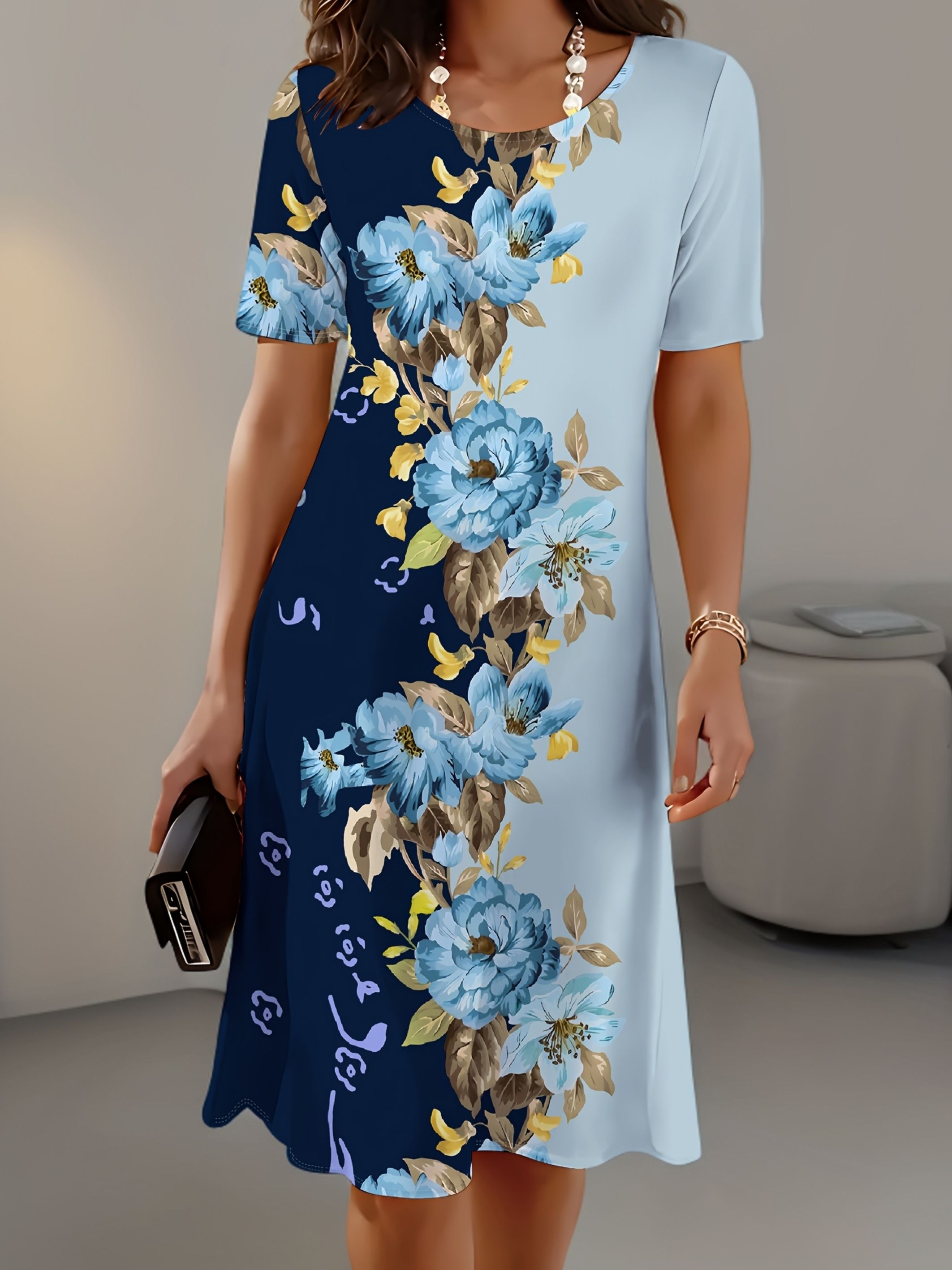 New Women Slim Summer 3D Print - French Vintage Floral Midi Dress review and price