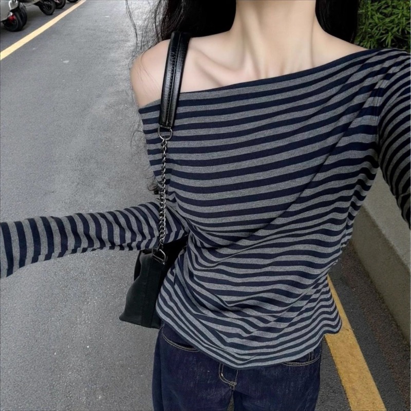 Women Vintage Striped Off Shou - Blouses review and price