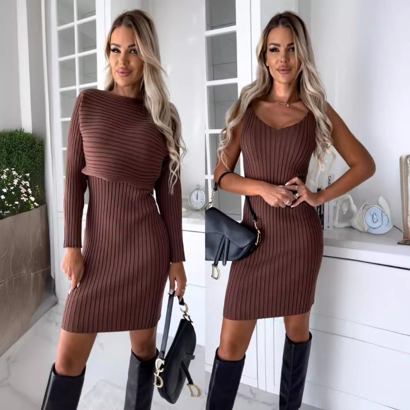 Autumn New Chic Sexy 2 Piece S - Bodycon Long Sleeve Ribbed Dress review and price