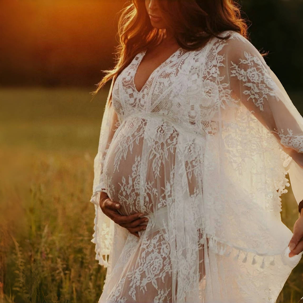 Boho Lace Matenrity Photo Shoo - Boho Summer Beach Maxi Dress review and price