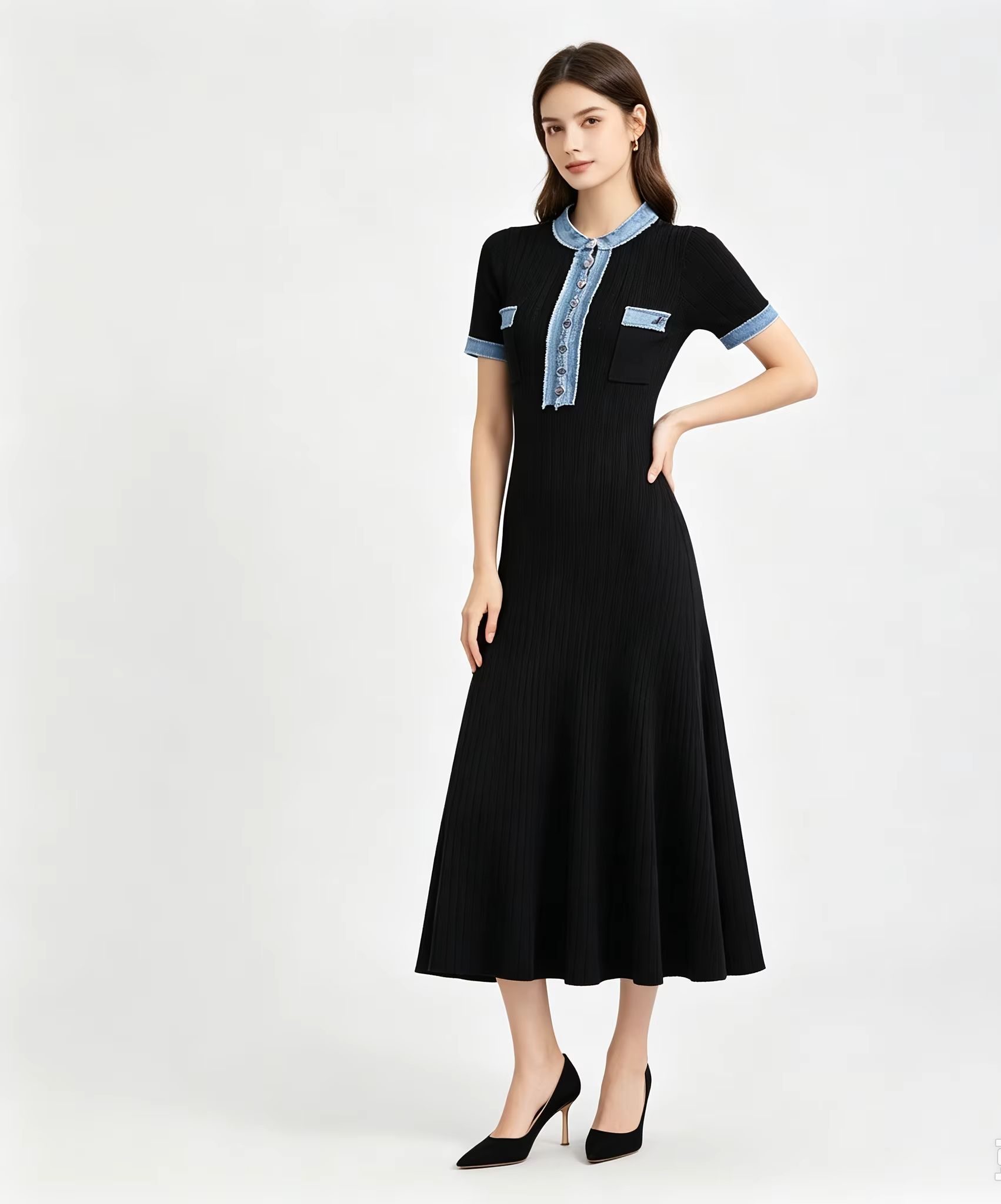 Ribbed Knit Mermaid Long Dress - Bodycon Long Sleeve Ribbed Dress review and price