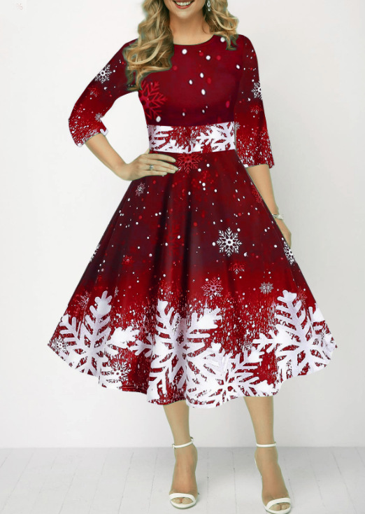 Winter Christmas Dresses Women - French Vintage Floral Midi Dress review and price