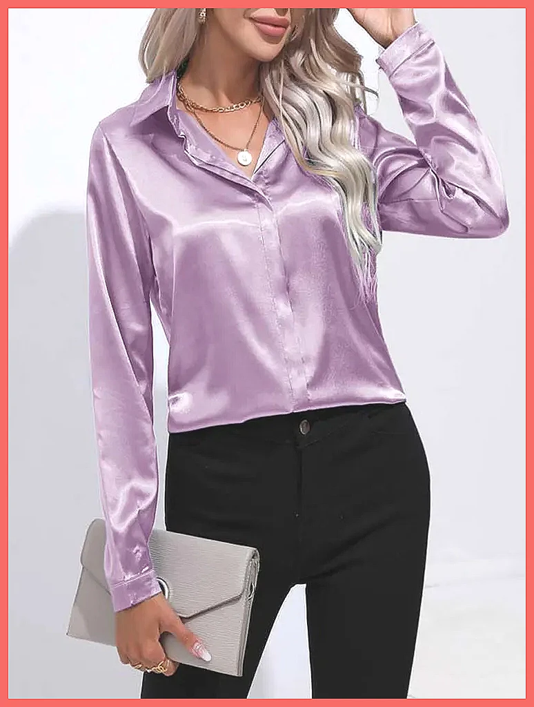 2025 Spring Summer Satin Shirt - Blouses review and price