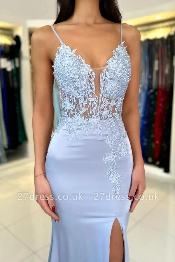 Elegant Mermaid Light Blue Pro - Elegant Satin Evening Gown Split review and price
