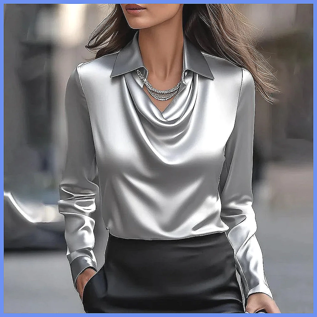 Vintage Satin Blouse Women Lon - Blouses review and price