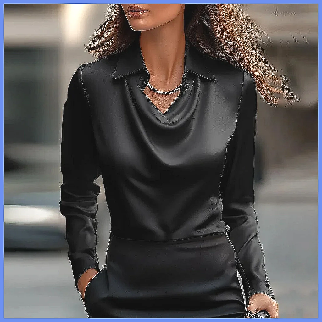 Vintage Satin Blouse Women Lon - Blouses review and price