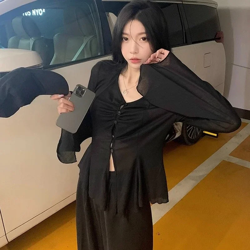 Sheer Flare Sleeve Blouse - Y2 - Blouses review and price