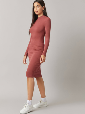 Women's Dusty Rose Ribbed Body - Bodycon Long Sleeve Ribbed Dress review and price