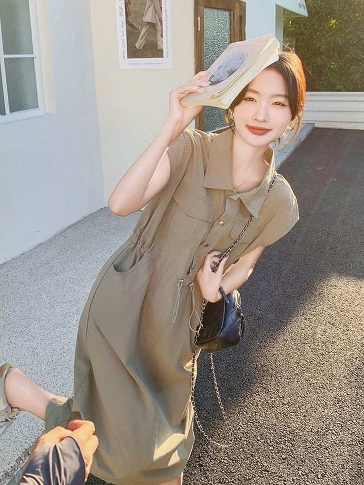 Slimming plus Size Korean Styl - Korean Style A Line Shirt Dress review and price