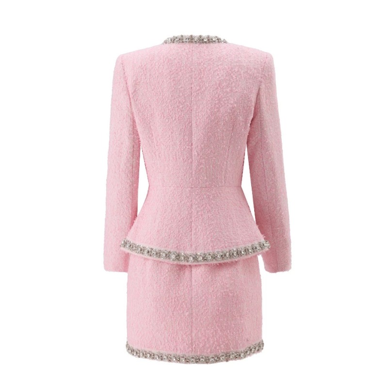 Premium Pink Tweed Women Two-P - Tweed Two Piece Blazer Dress review and price