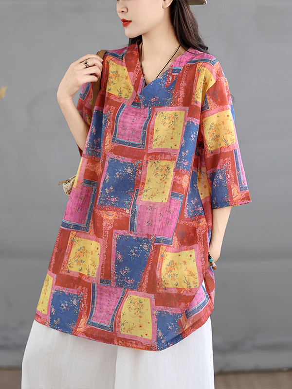 Casual Linen Print Top Vintage - Casual Loose Linen Shirt Dress review and price