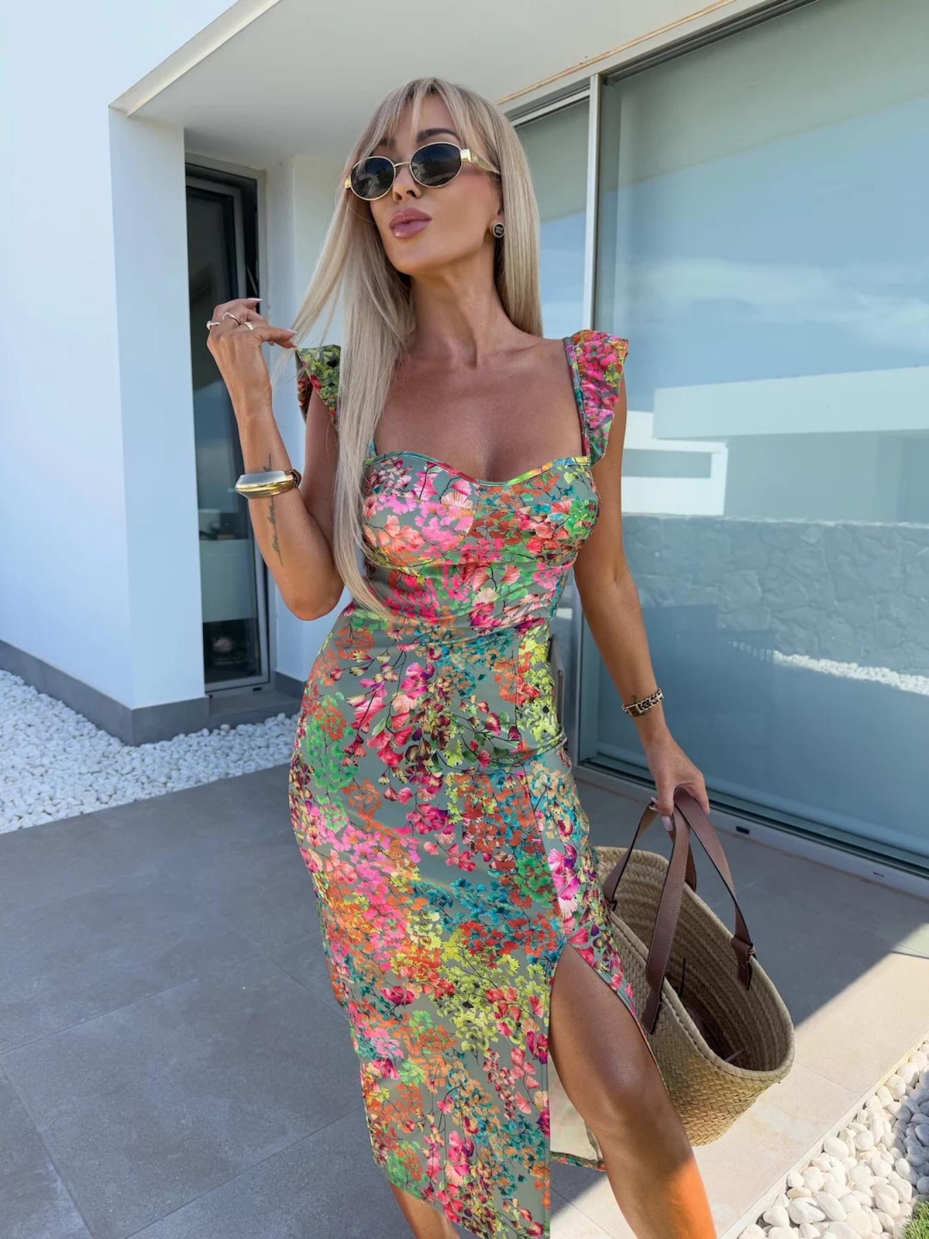 New European and American Summ - French Vintage Floral Midi Dress review and price
