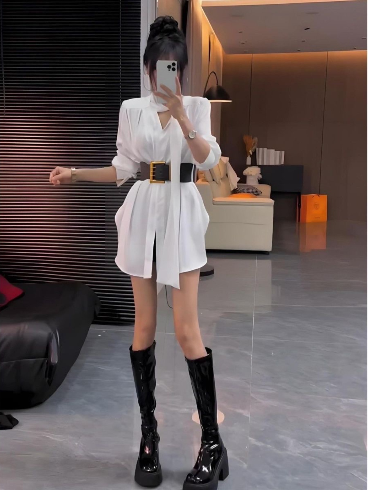 White Silk Shirt Dress Women's - Korean Style A Line Shirt Dress review and price