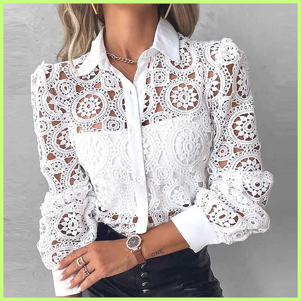 2025 Women's White Lace Shirt, - Blouses review and price