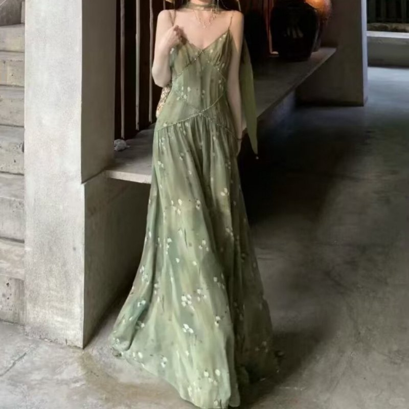 2025 New Vintage Elegant Frenc - French Vintage Floral Midi Dress review and price