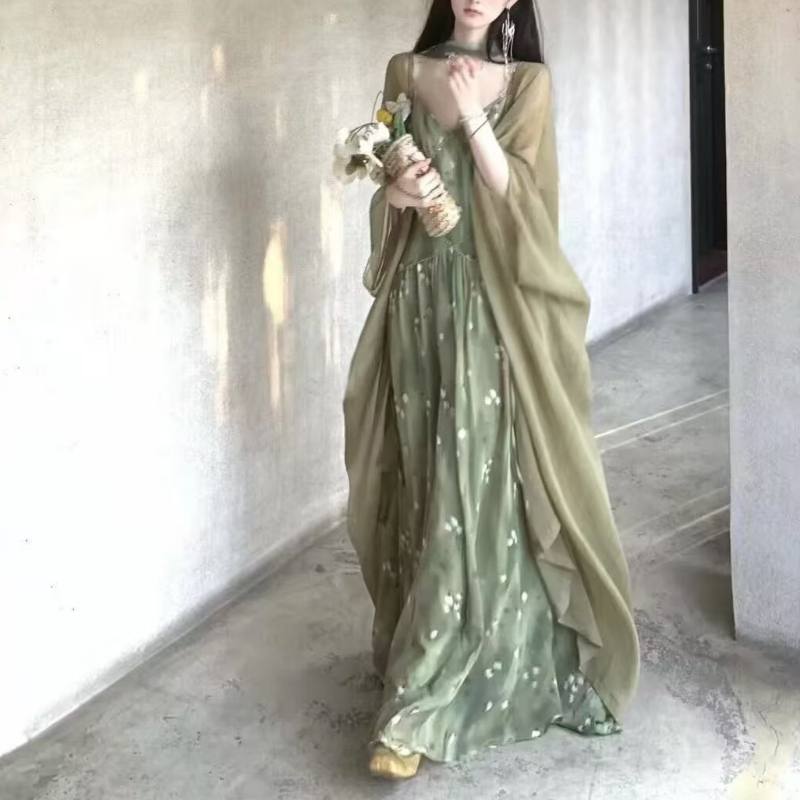 2025 New Vintage Elegant Frenc - French Vintage Floral Midi Dress review and price