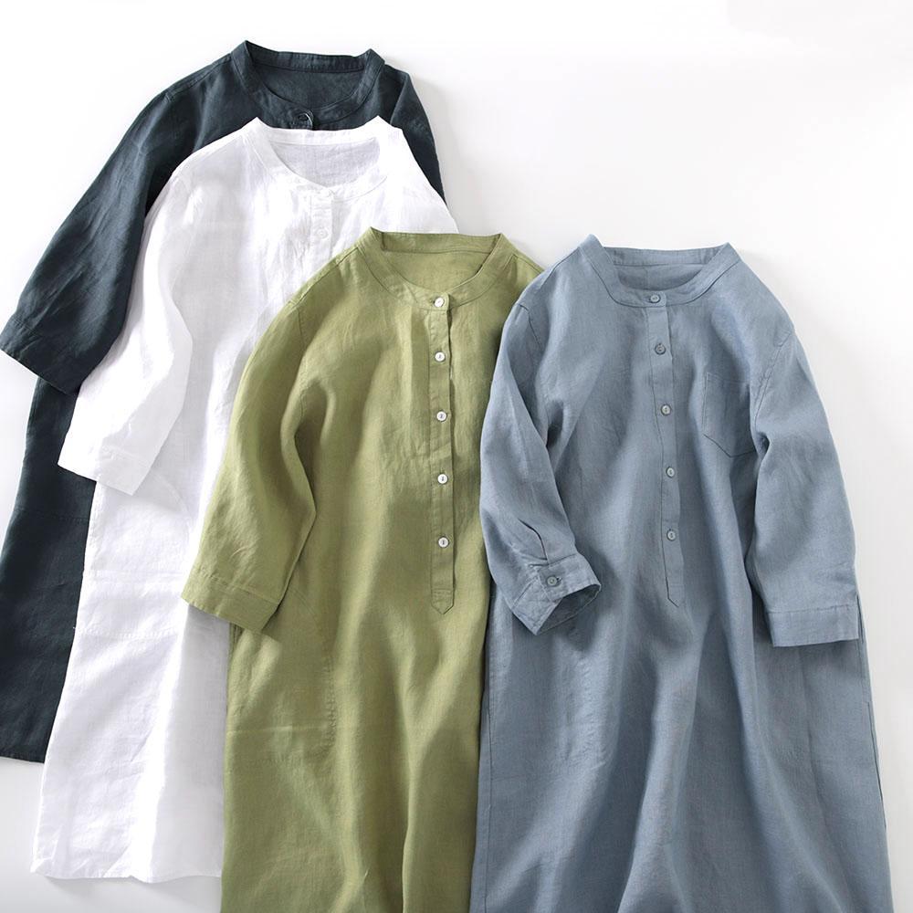 Outlet Japanese Style Linen Sh - Casual Loose Linen Shirt Dress review and price