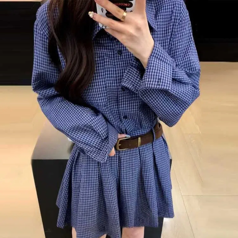 Korean College Style Design, R - Korean Style A Line Shirt Dress review and price