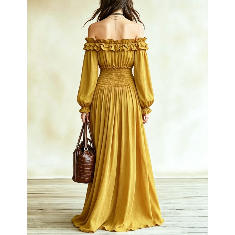 Off Shoulder Fashion Maxi Dres - Off Shoulder Puff Sleeve Sundress review and price