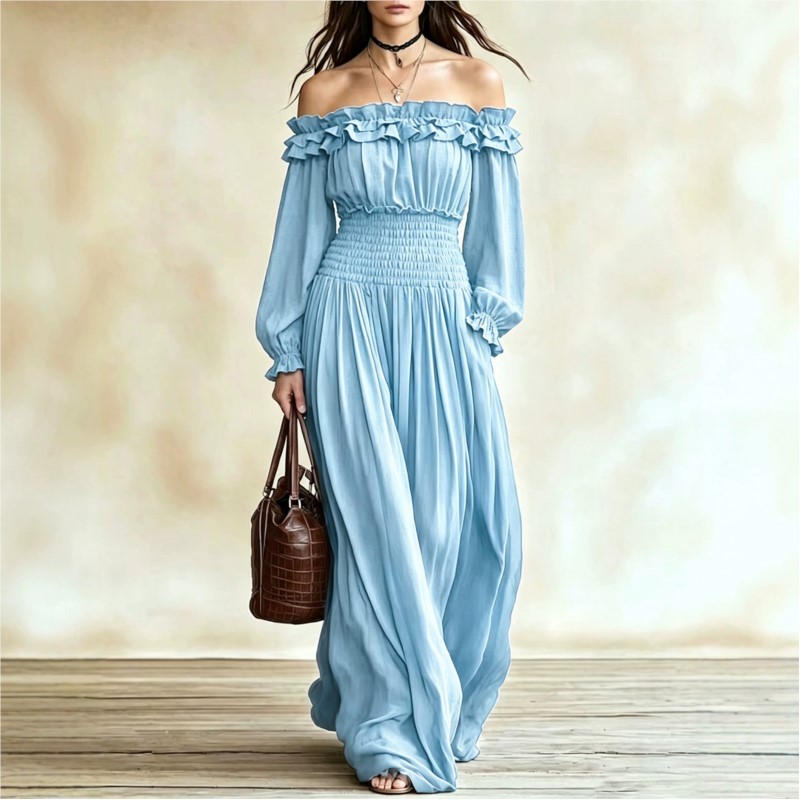 Off Shoulder Fashion Maxi Dres - Off Shoulder Puff Sleeve Sundress review and price