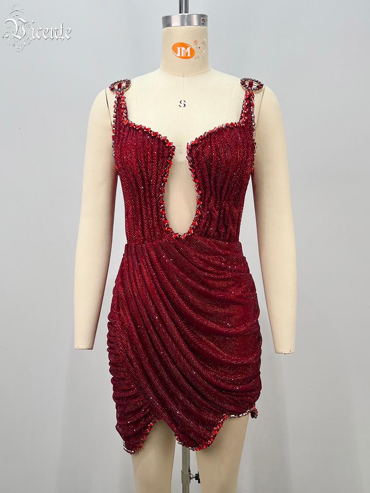 VC 2026 Sexy Red Rhinestone Mi - Sparkly Rhinestone Club Party Dress review and price