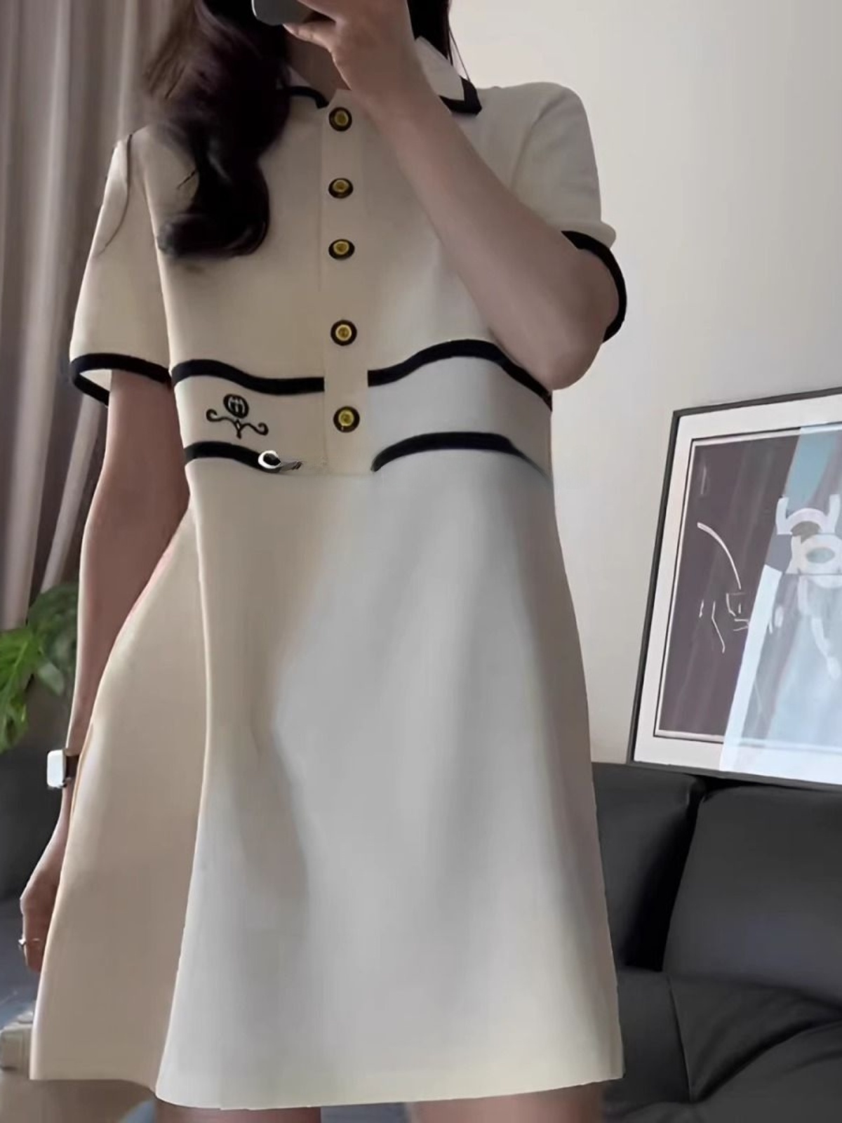 plus Size  Collar Short Sleeve - Korean Style A Line Shirt Dress review and price