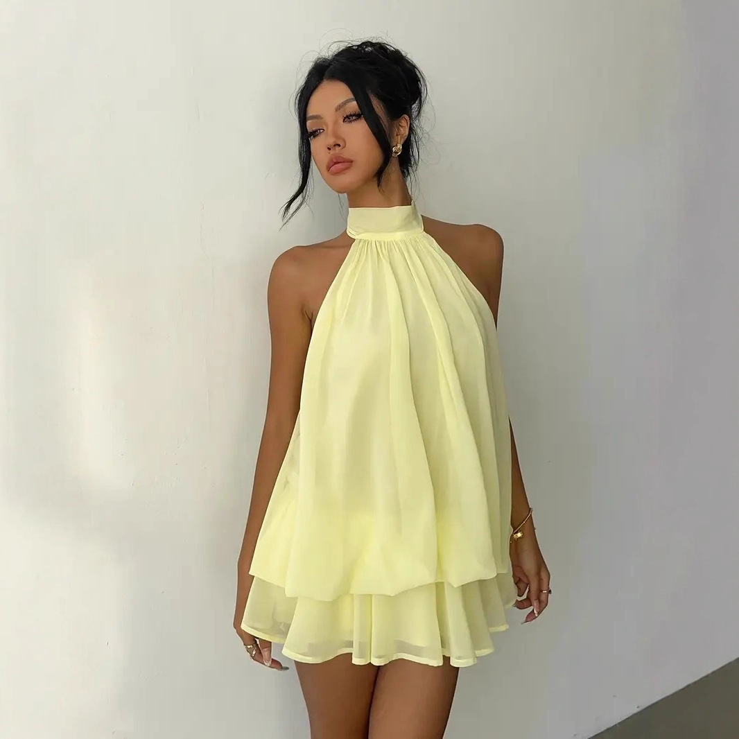 Women's Halter Neck Dress Back - Y2K Backless Halter Mini Dress review and price