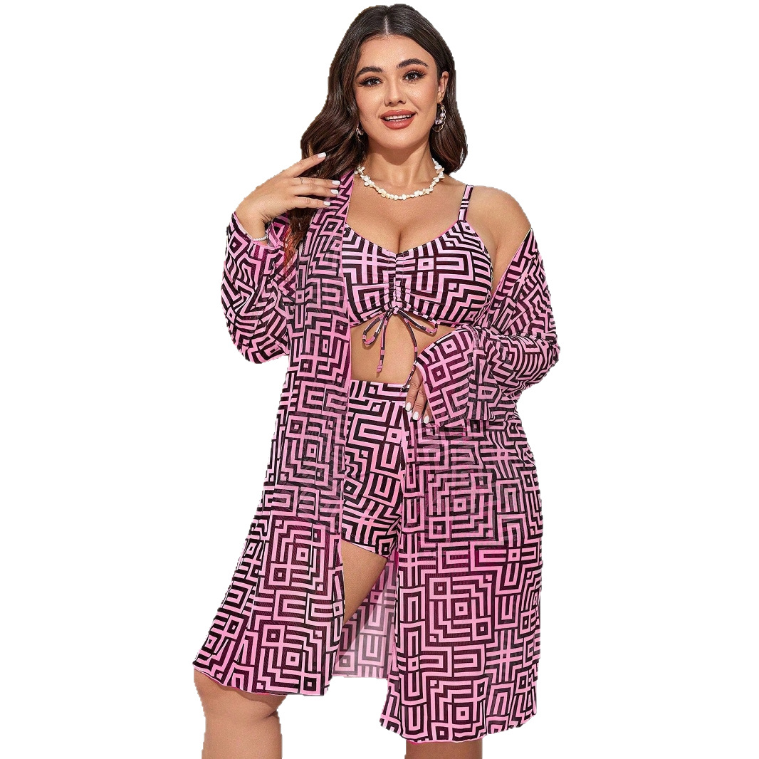 Plus Size 3‑Piece Geometric Pr - Tops review and price