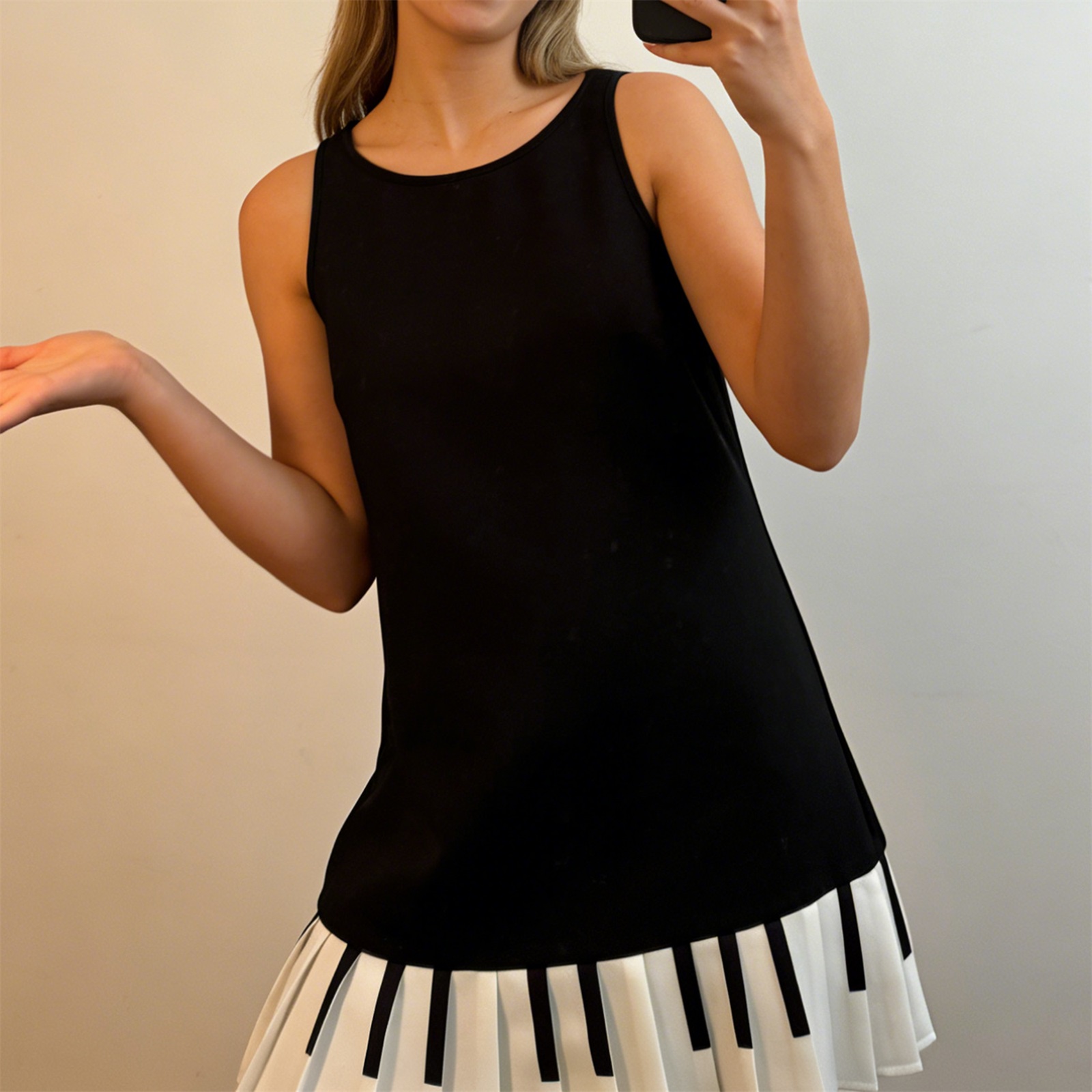 Womens Y2K Piano Key Pleated M - Y2K Backless Halter Mini Dress review and price