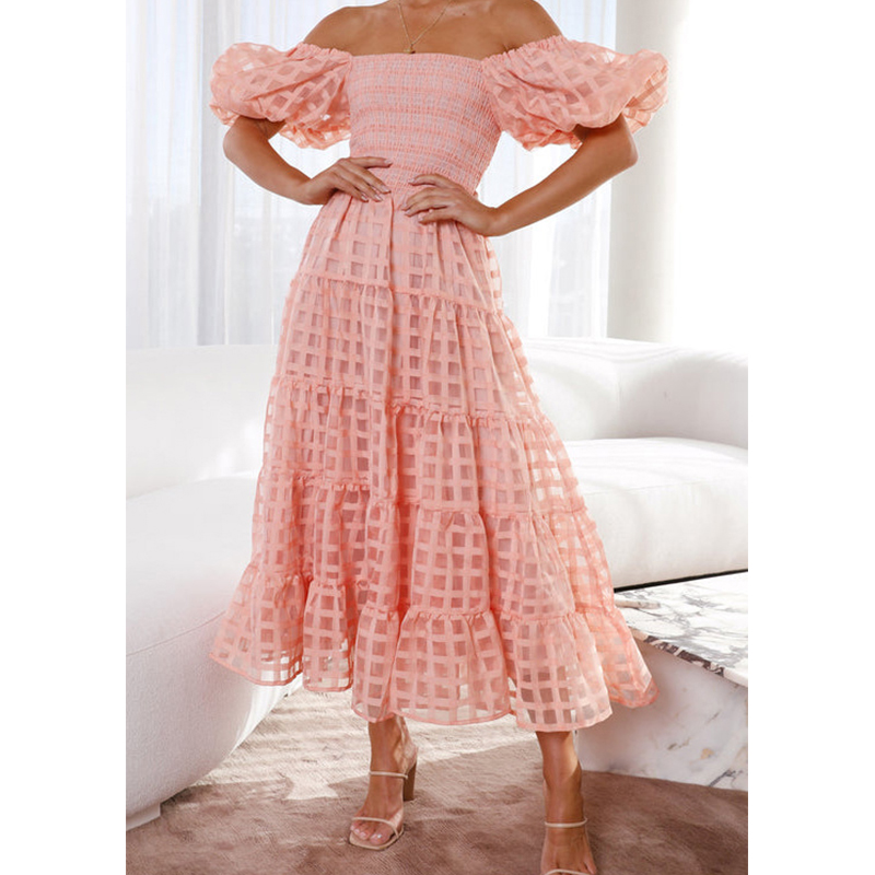 Elegant Off Shoulder Women's S - Off Shoulder Puff Sleeve Sundress review and price