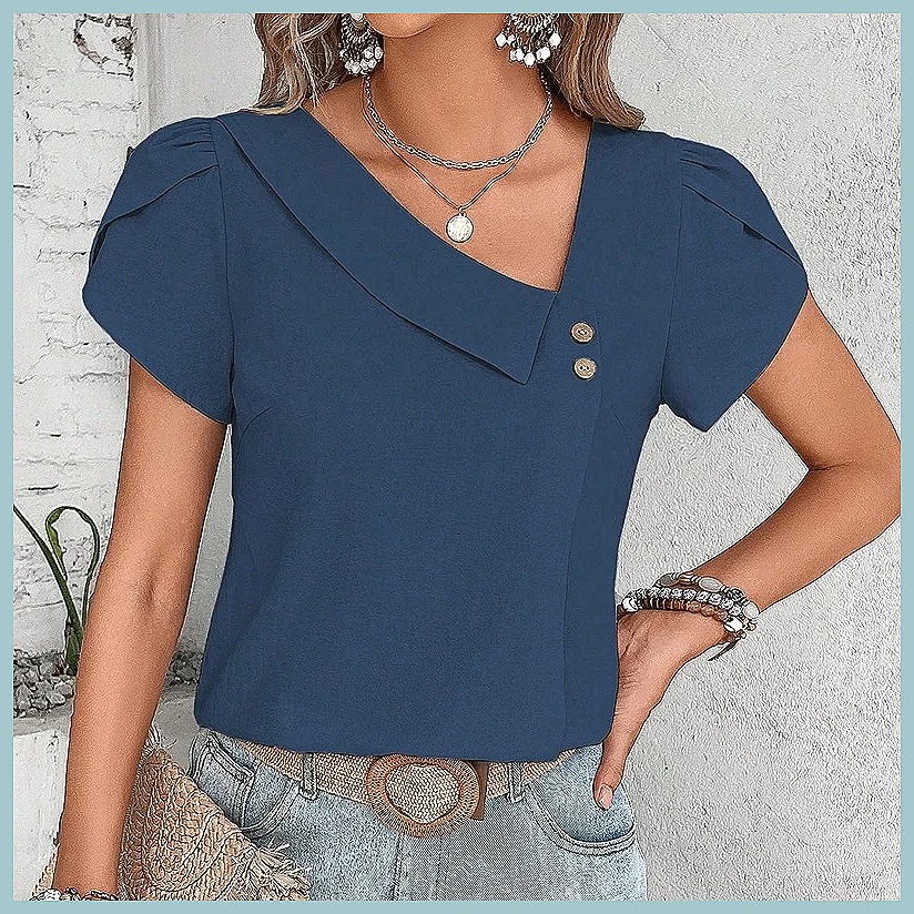 2024 Summer Vintage Solid Colo - Blouses review and price