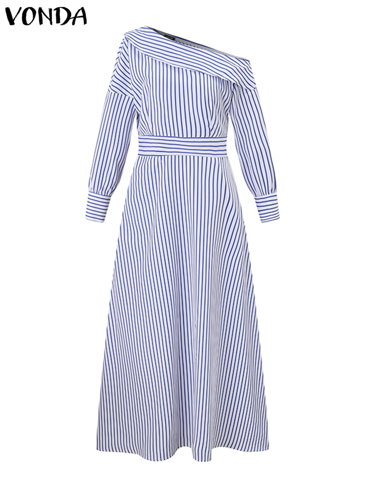 Plus Size 5XL VONDA Elegant Dr - Off Shoulder Puff Sleeve Sundress review and price