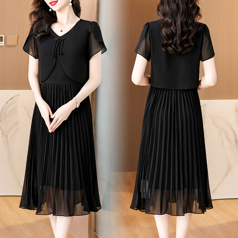2025 Summer Solid Chiffon Casu - French Vintage Floral Midi Dress review and price