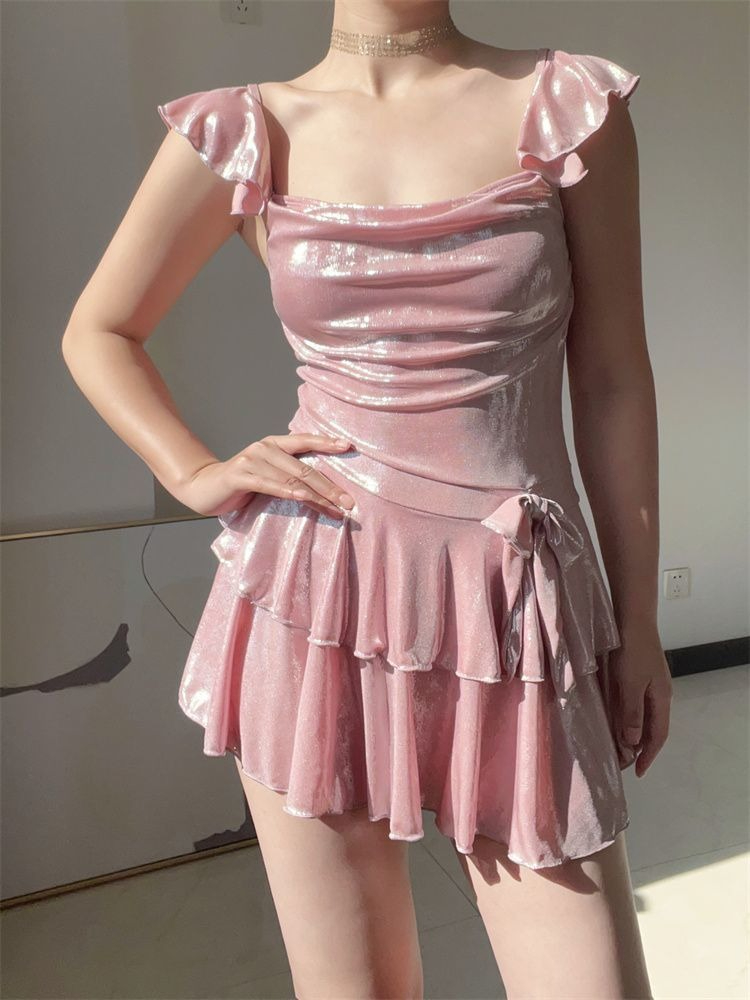 Flattering Shiny Pink Swimwear - Tops review and price